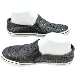 Kate Spade Slip On Loafers Sneakers Womens 7 Blk Laser Cut Leather Casual Shoes